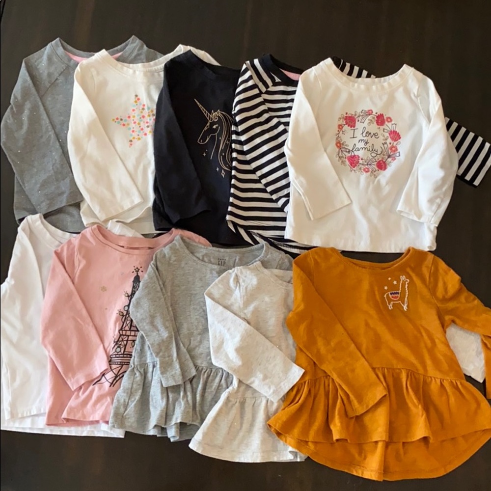 Toddler Girl Long Sleeve Shirts Bundle